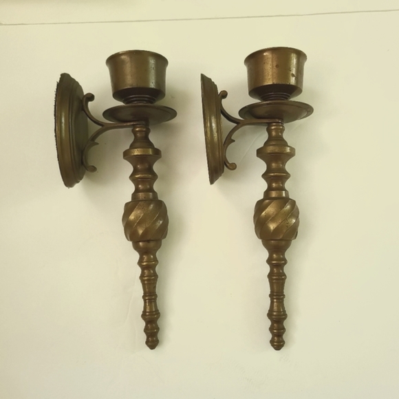 Vintage Brass Candle Sconces - Picture 4 of 7